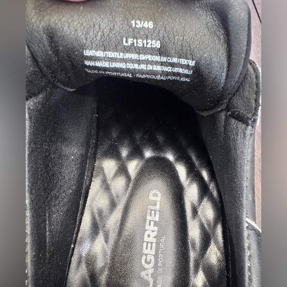 Karl Lagerfeld Paris Black Leather Sneakers Chunky Sole KL Logo EU 46 / US 13 - Picture 11 of 11